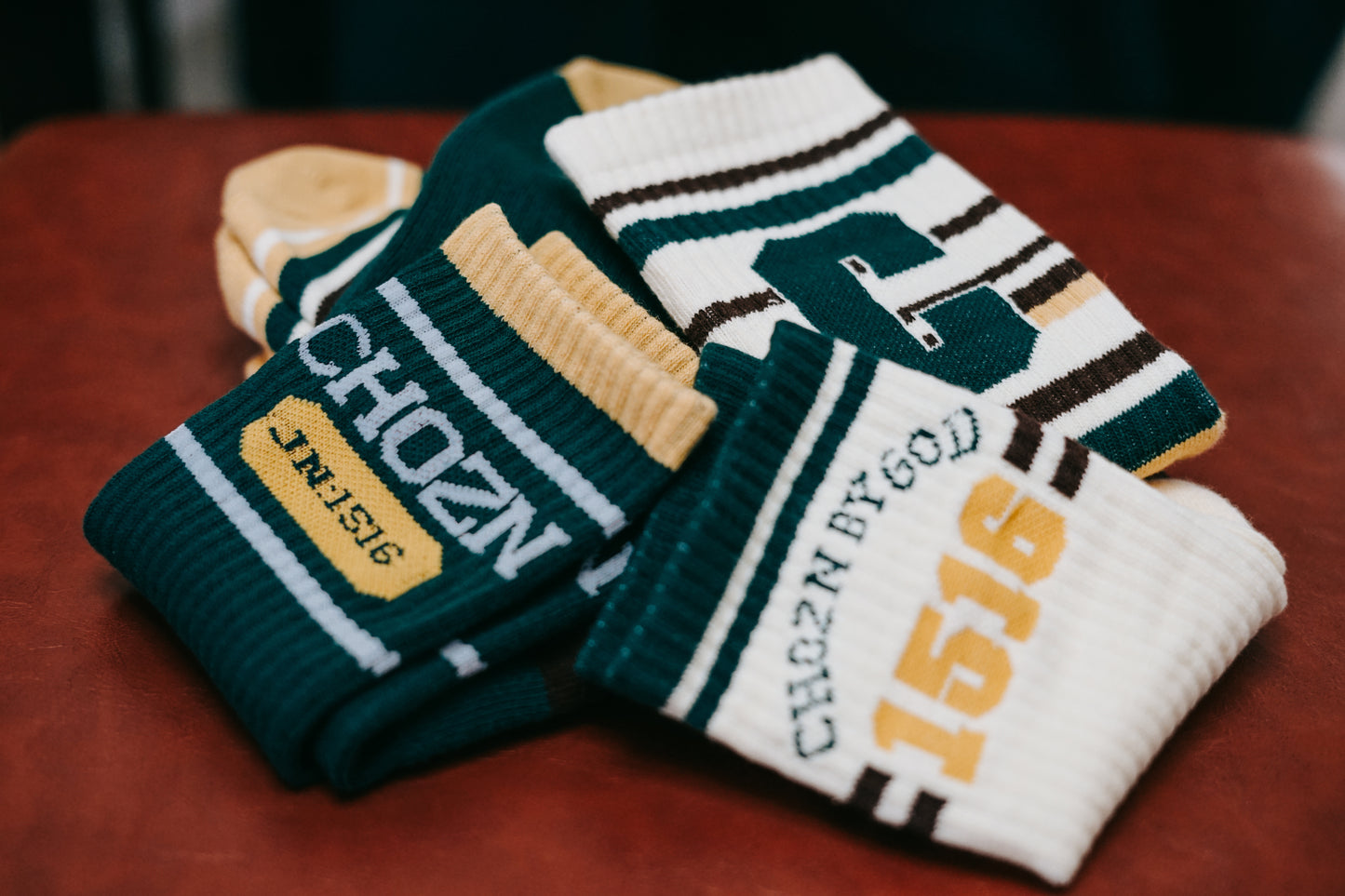 Eden’s Emerald Premium Socks (Cream and Green)
